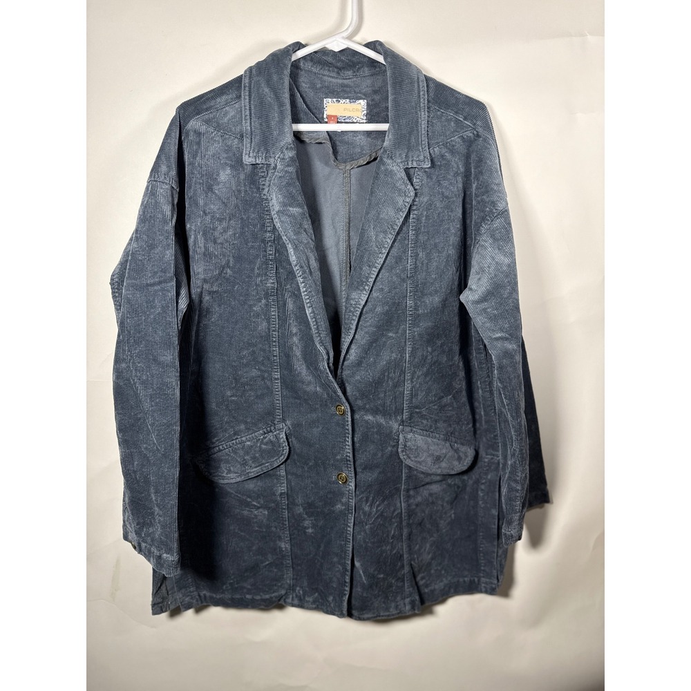 PILCRO Corduroy Blazer Gray Button‎ Front Long Sleeve Women Size S